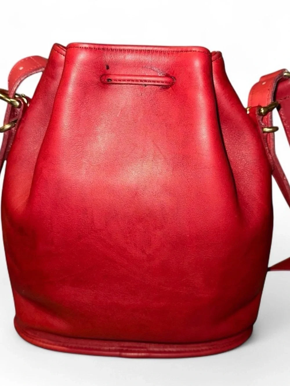 Coach 4151 Vintage Thompson Drawstring Bucket Bag Leather Red
